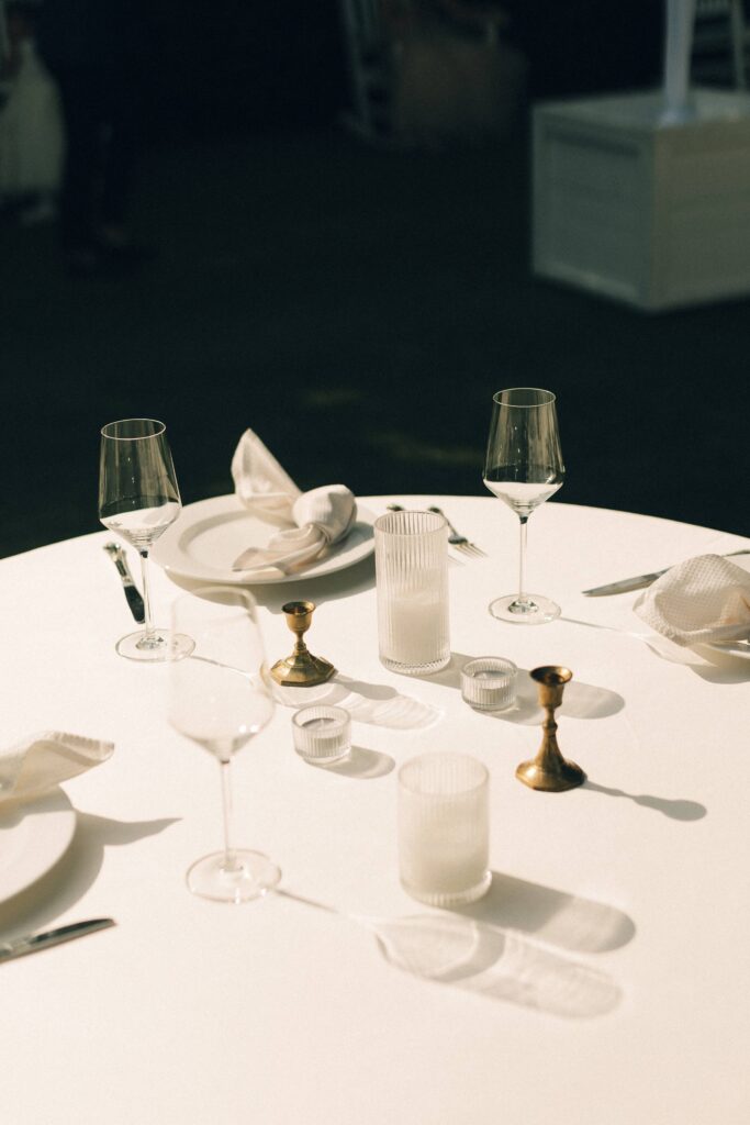 Details of a simple reception table set up