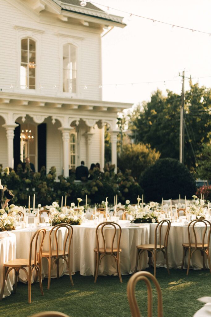 A peak at a merrimon wynne house wedding reception in the manicured lawn